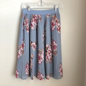 Floral Pleated Midi Skirt